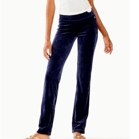 Lilly Pulitzer Jessabelle Velour Pant | Size XL | Navy Blue - Picture 1 of 10